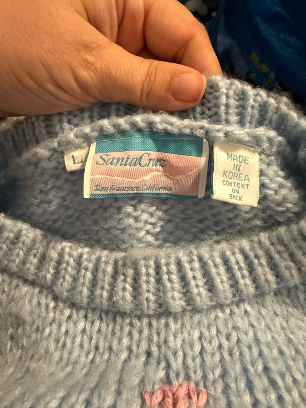 VINTAGE SANTA CRUZ SAN FRANCISCO chunky knit wool blend pastel cozy sweater L - Picture 2 of 5